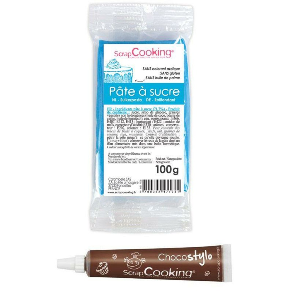 Stylo chocolat + pâte à sucre bleu foncé 100 g