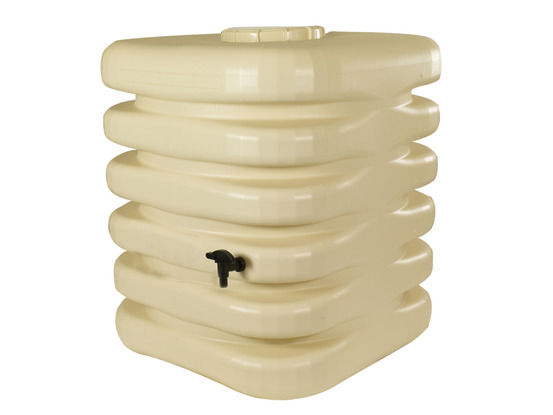 Récupérateur d'eau de pluie cubique 1000 l + kit raccord chéneau - beige