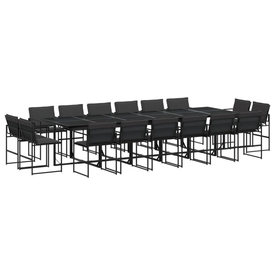 Ensemble à manger de jardin avec coussins 17 pcs noir textilène