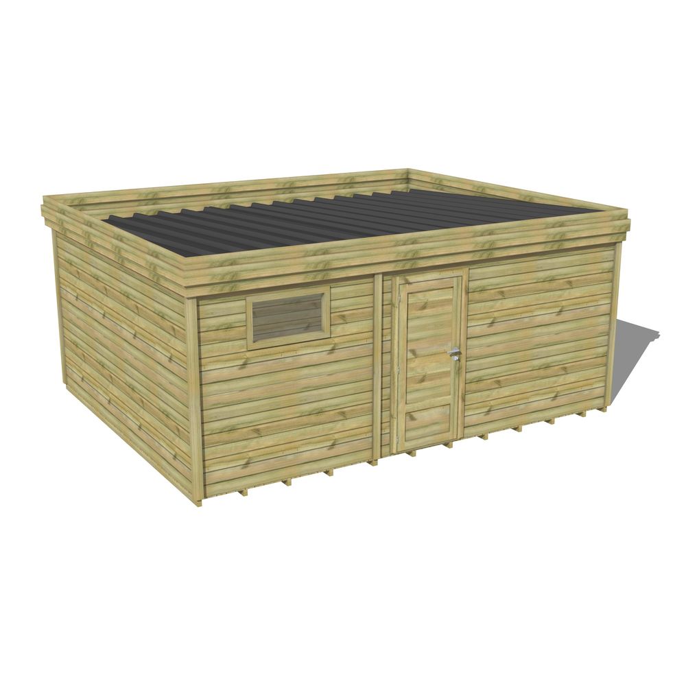 Abri de jardin bois pin traité autoclave 27mm - 5,495x4,34m / 24m2 - bac acier - plancher bois
