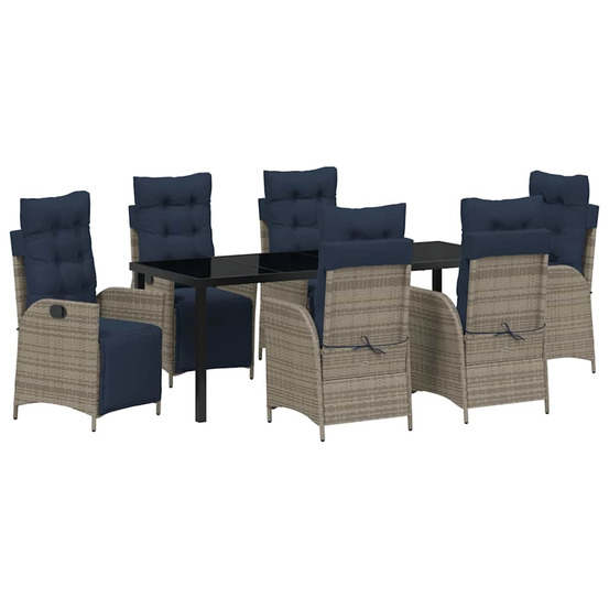 Ensemble de salle à manger pour jardin 7 pcs gris et noir rotin