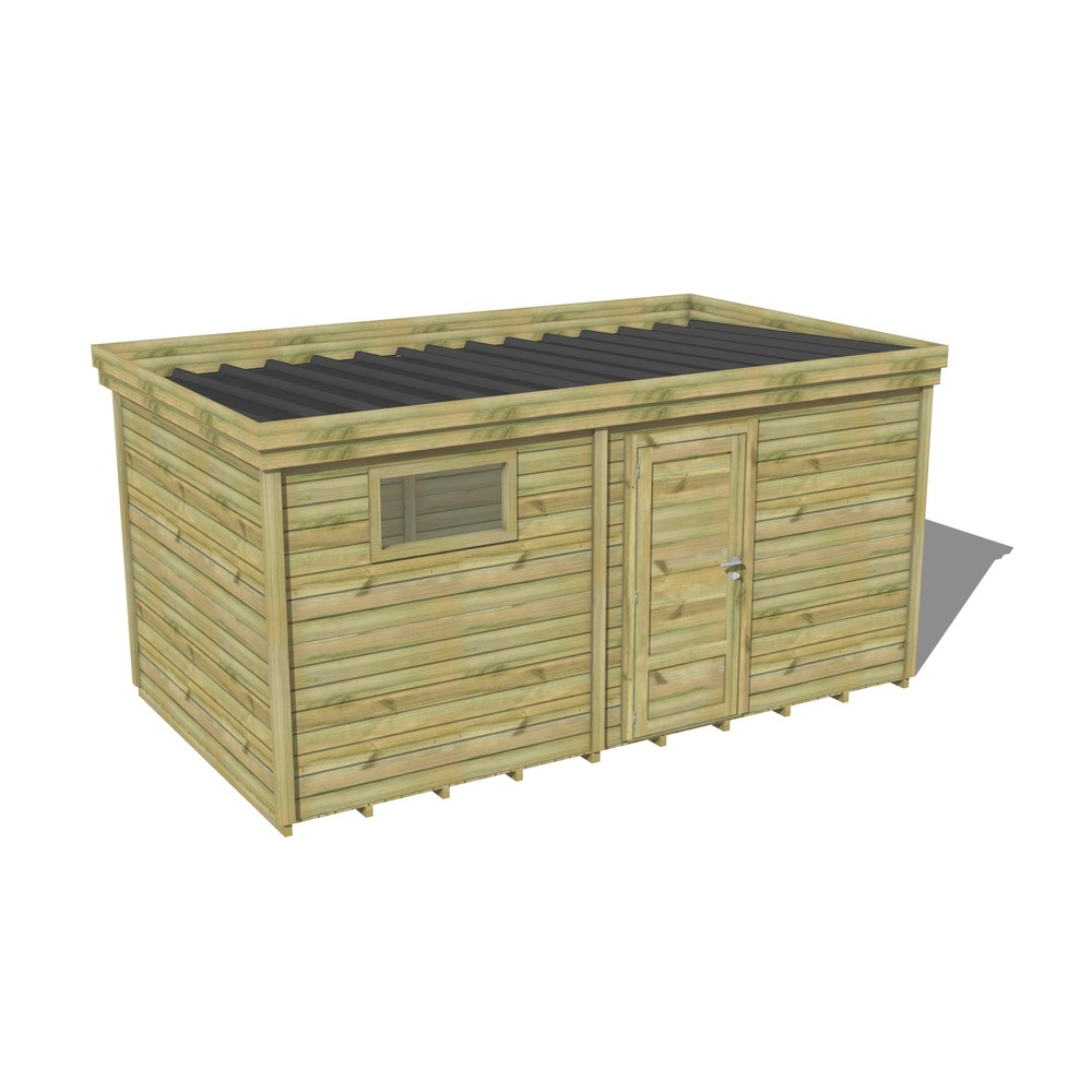 Abri de jardin bois pin traité autoclave 27mm - 4,69x2,64m / 12m2 - bac acier - plancher bois