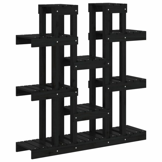 Support à plantes noir 104,5x25x109,5 cm bois massif de pin
