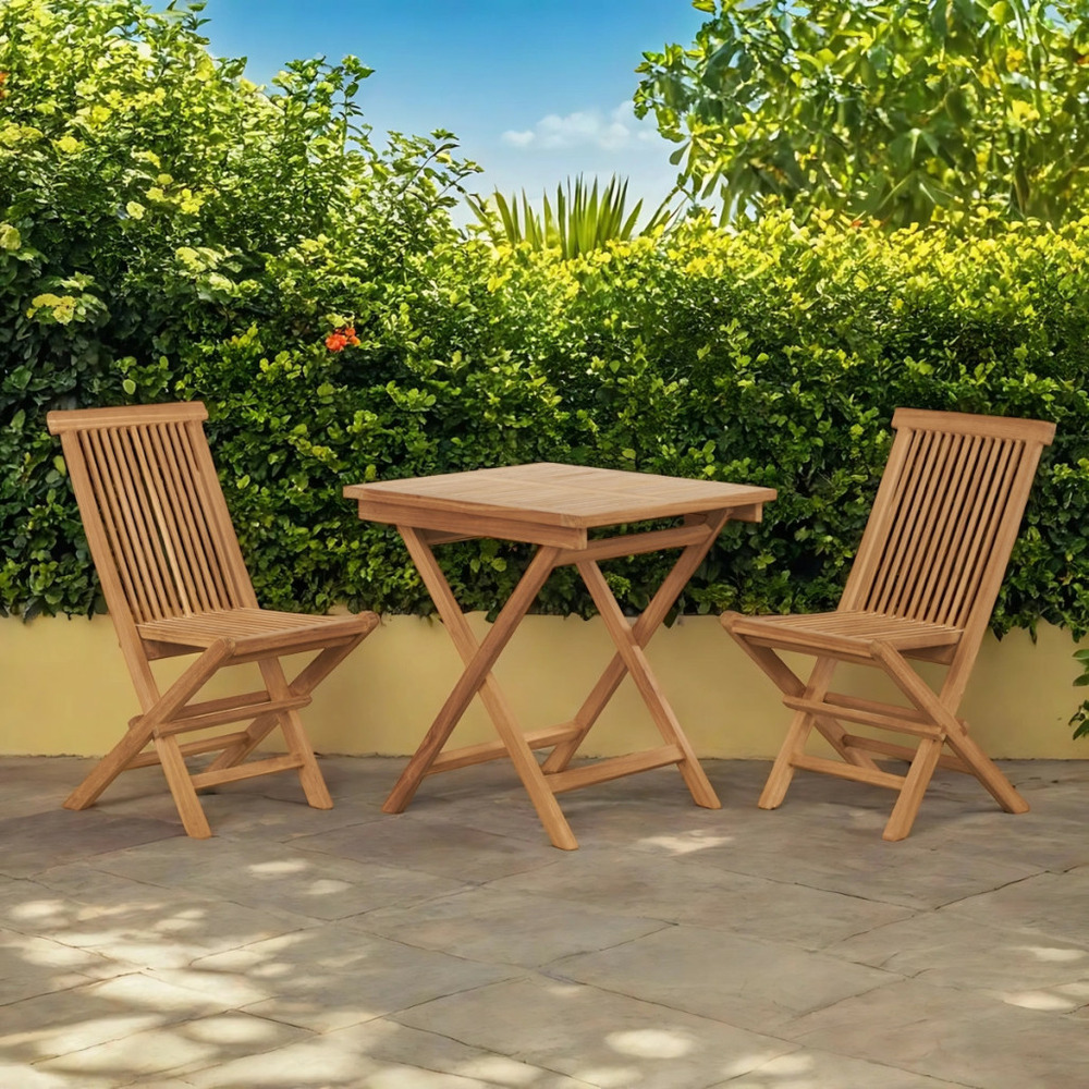 Ensemble table et 2 chaises de jardin en teck harry