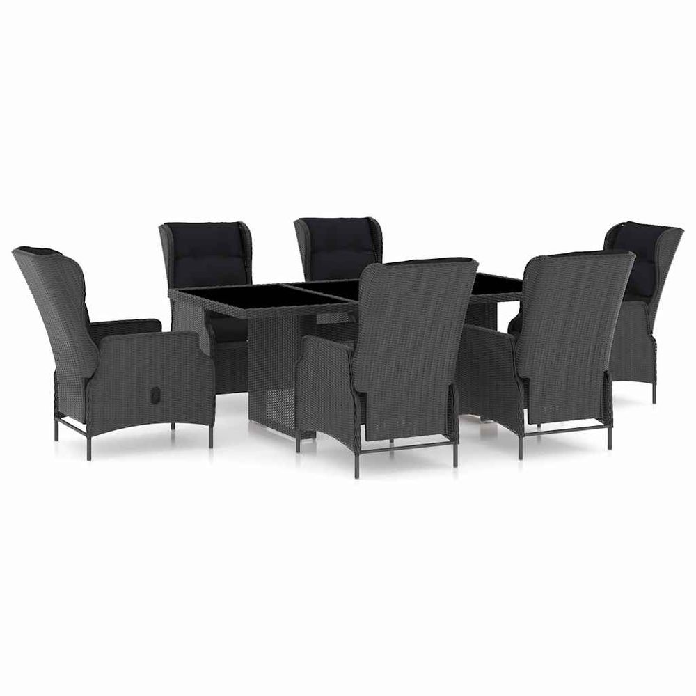 Ensemble à manger d'extérieur 7pcs et coussins rotin gris foncé