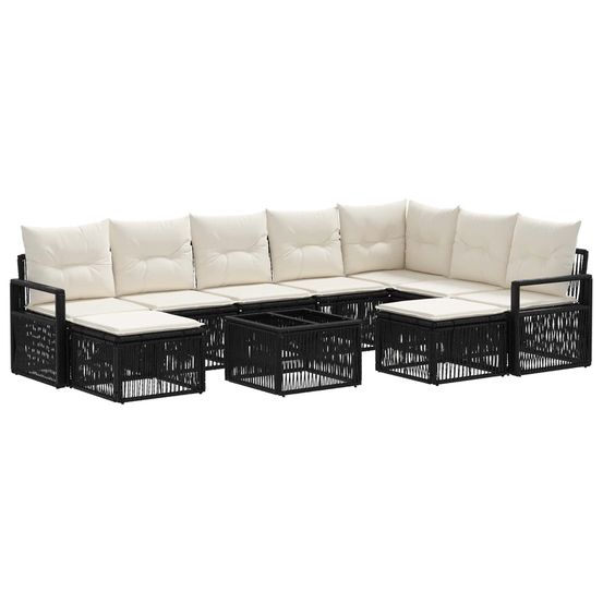 Ensemble de canapé de jardin 10 pc noir polyrotin