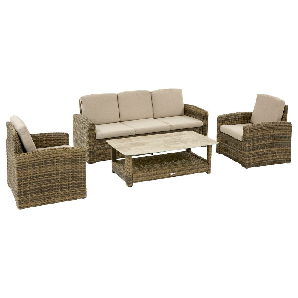 Salon de jardin selenim 5 places beige