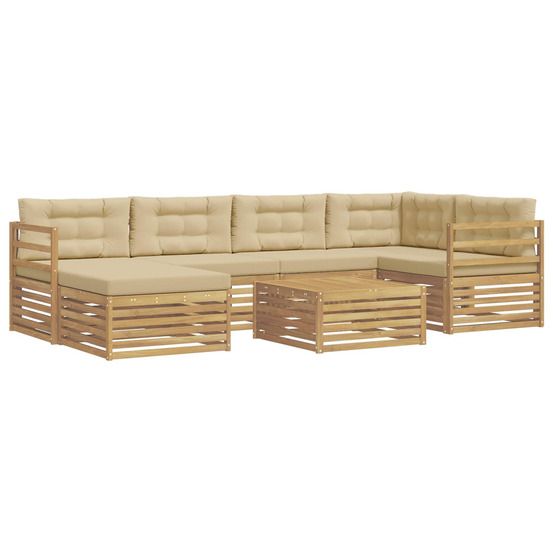 Ensemble de canapés d'extérieur 7 pc blanc et beige