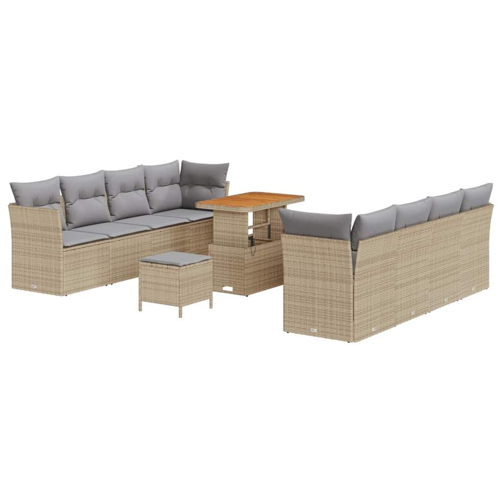 Ensemble de canapé de jardin 11 pc beige polyrotin