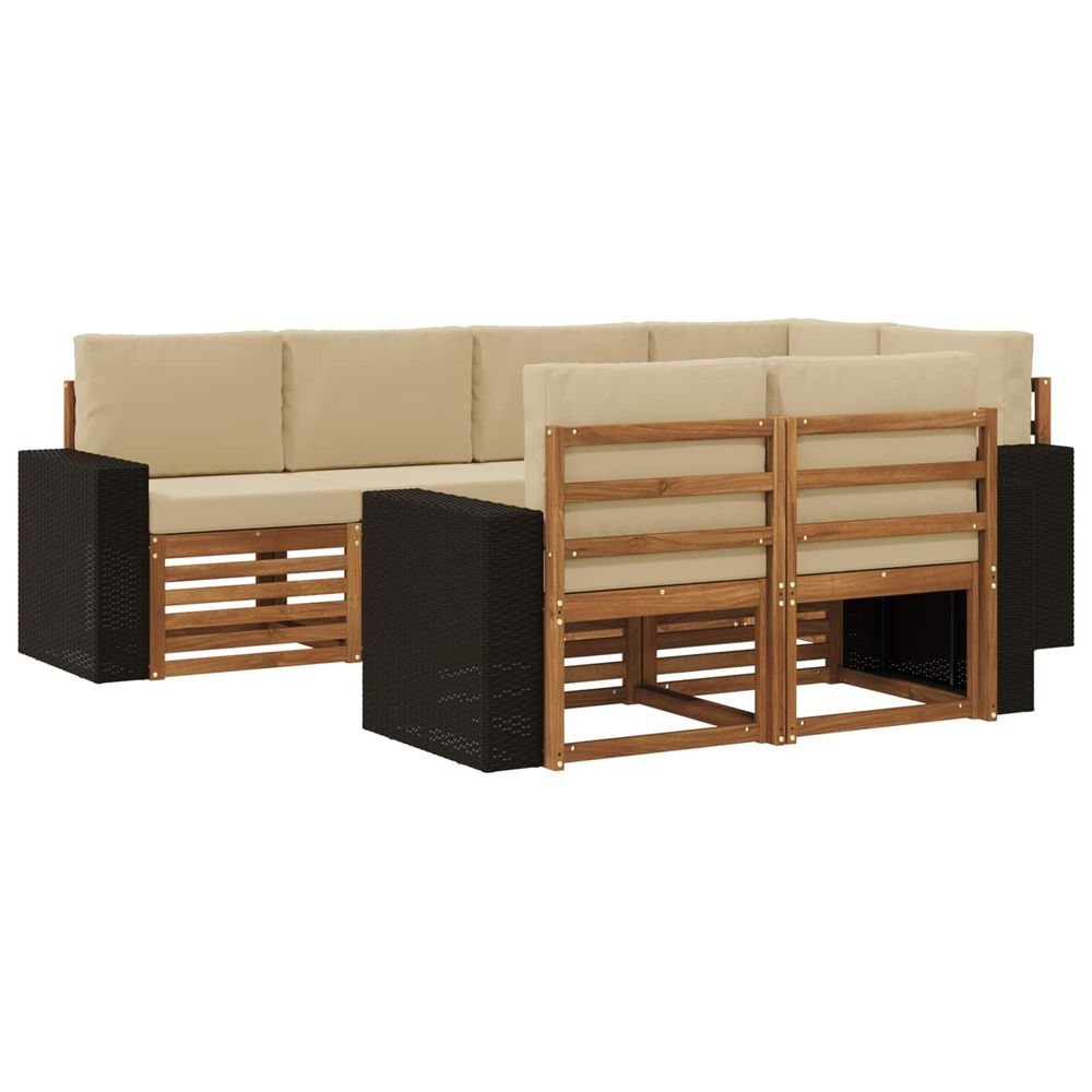 Ensemble de canapés d'extérieur 7 pc naturel et beige polyester