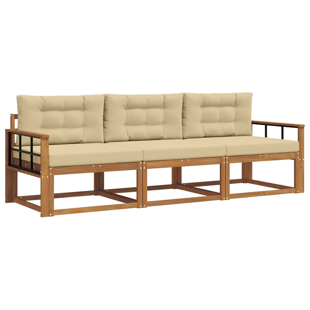 Ensemble de canapés d'extérieur 3 pcs naturel et beige