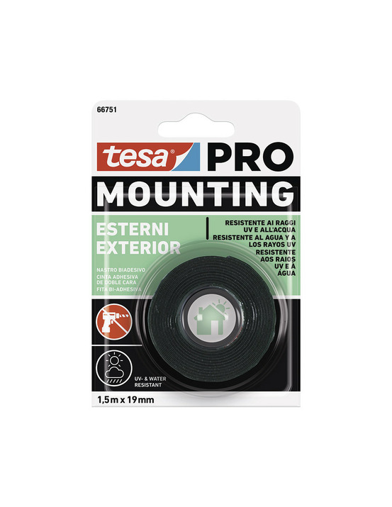 Adhésif double face montage pro extérieur 1,5m x 19mm