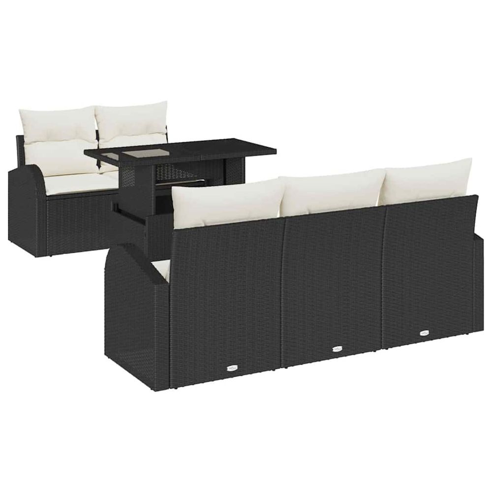 Ensemble de canapé de jardin 6 pièces noir poly rattan