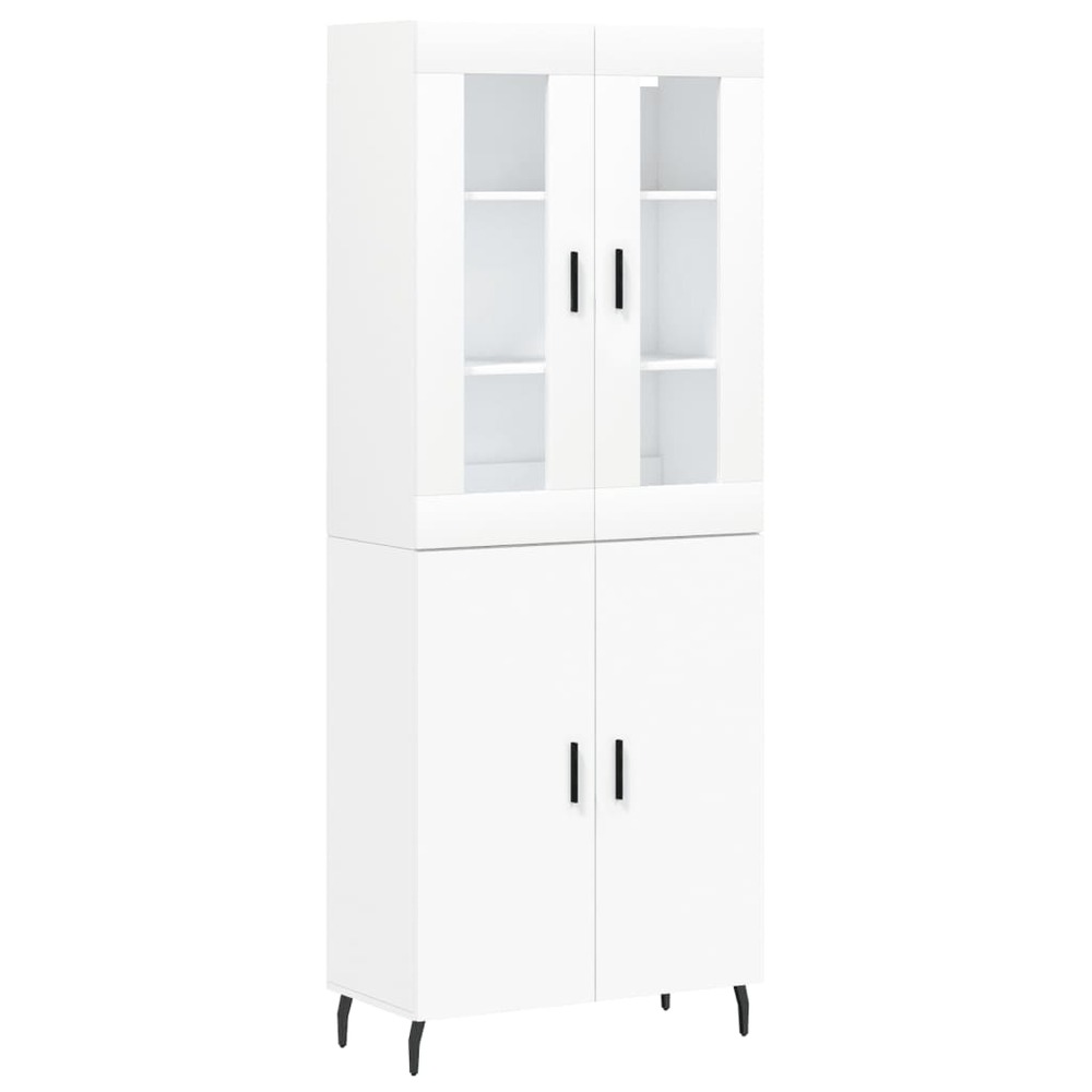 Buffet bahut commode armoire meuble de rangement organisateur cuisine salle de séjour salon haut 69,5 x 34 x 180 cm bois d'in