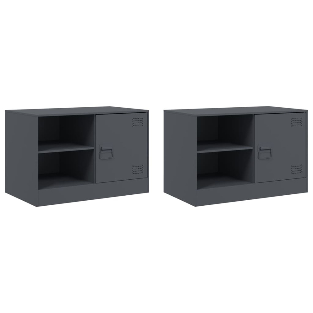 Meubles tv 2 pcs anthracite 67x39x44 cm acier
