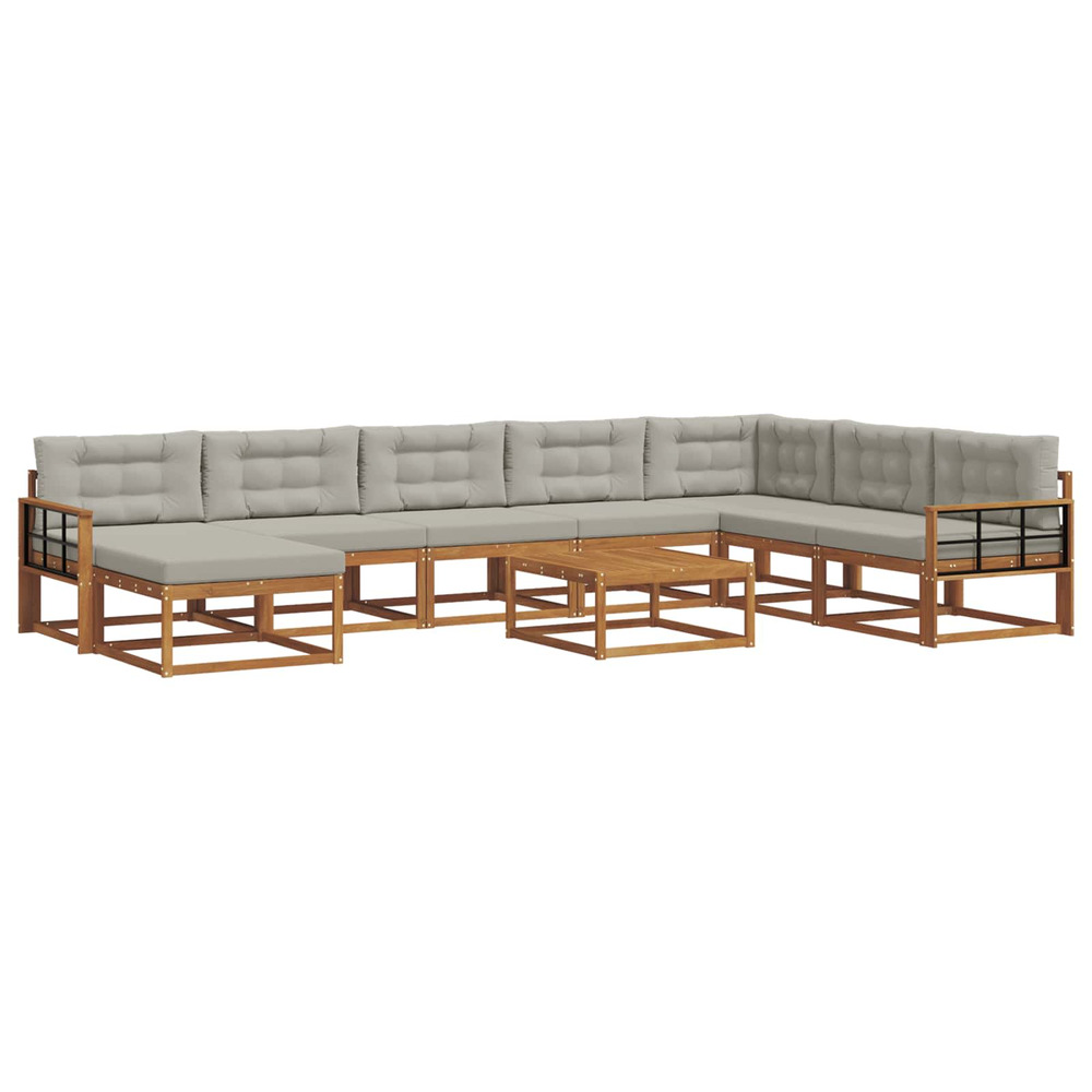 Ensemble de canapés d'extérieur 9 pcs gris naturel et clair
