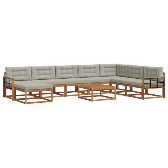 Ensemble de canapés d'extérieur 9 pcs gris naturel et clair