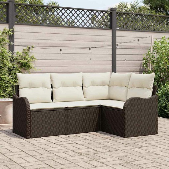 Ensemble de canapé de jardin 4 pcs marron polyrotin