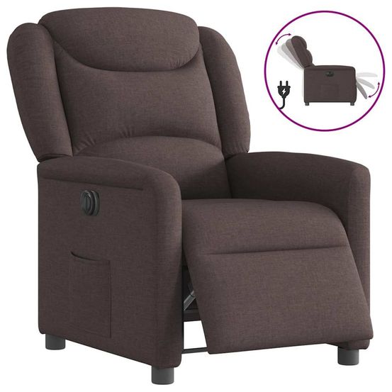 Fauteuil inclinable électrique marron foncé tissu