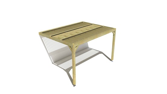 Pergola bois • 4m x 3m • adossée • sens largeur • lames orientables bioclimatiques incluses • livraison comprise