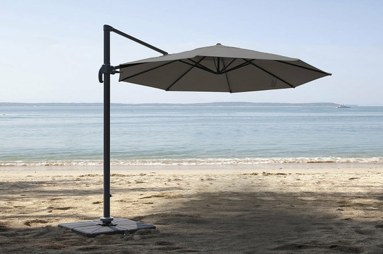 Parasol déporté rond taupe tobago éco jardiline ø3 m