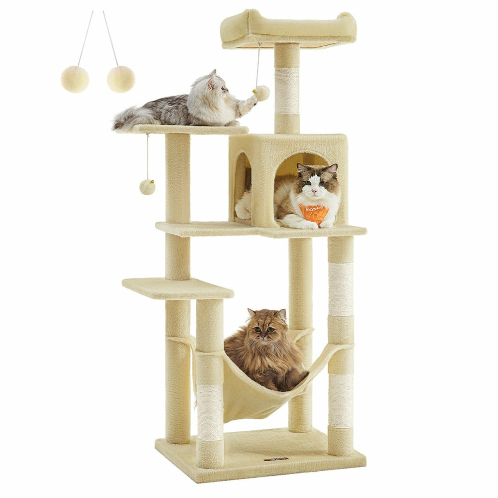 Arbre à chat hamac tour de jeux 143 cm beige