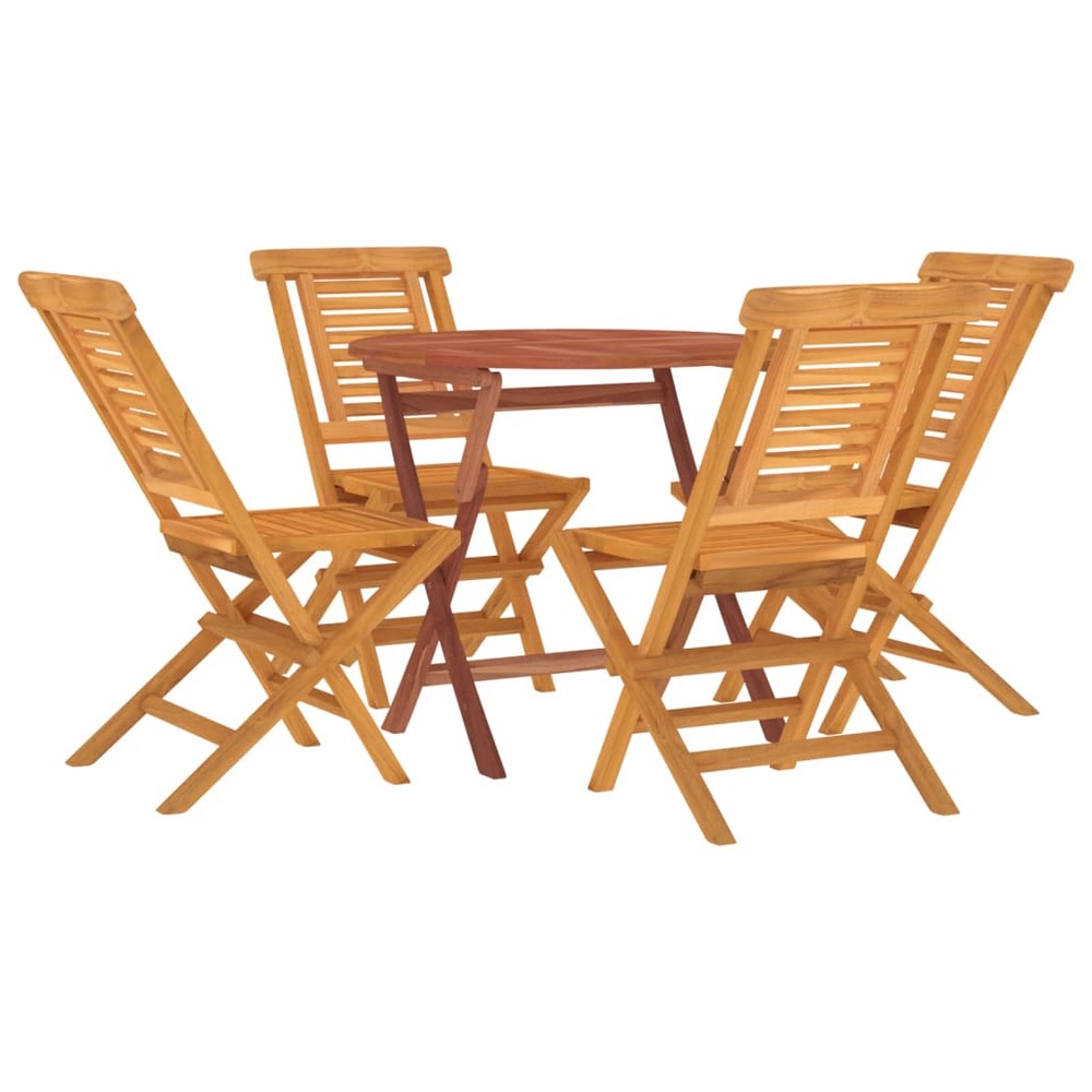 Ensemble à dîner salon de jardin meuble d'extérieur 5 pièces bois de teck massif