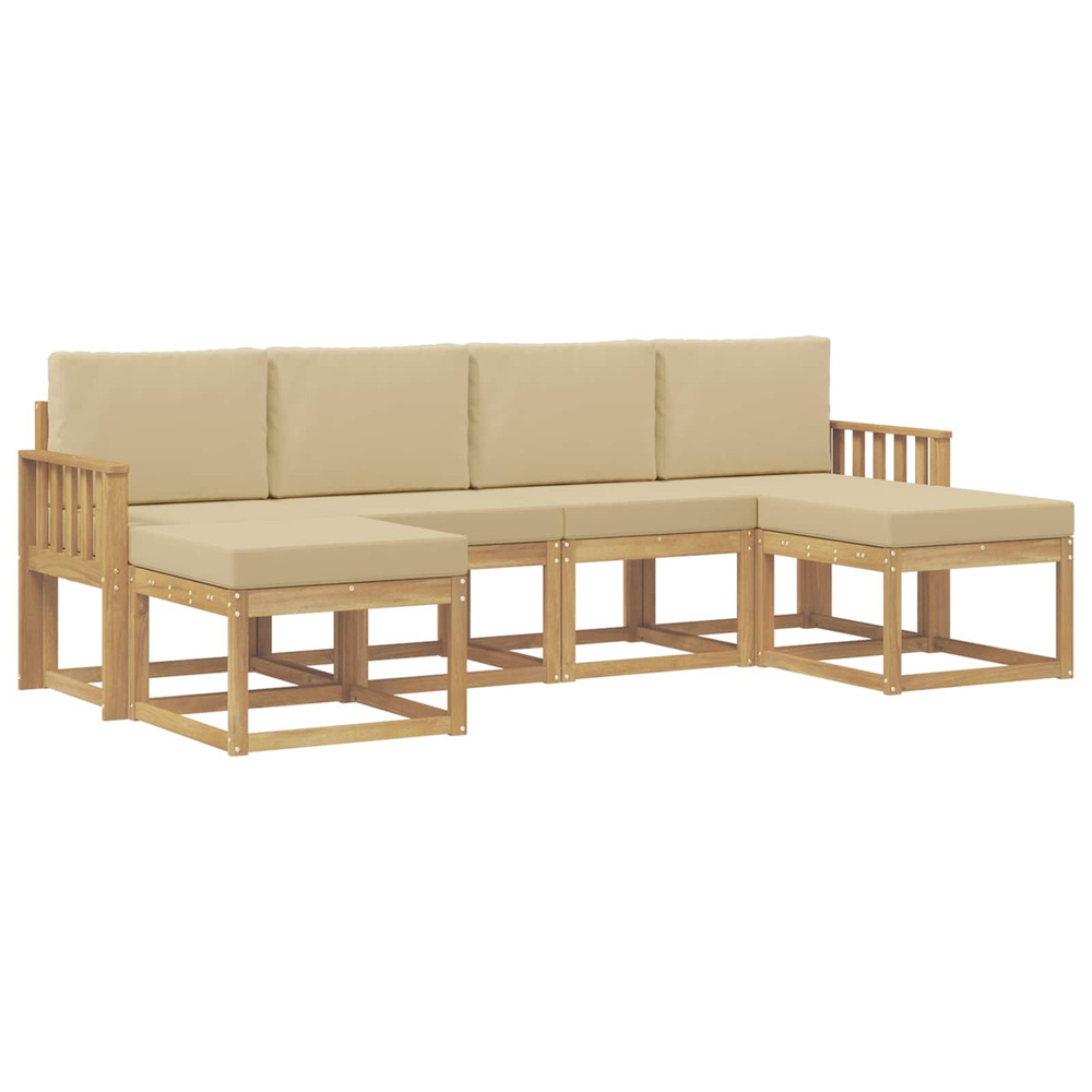 Ensemble de canapés d'extérieur 6 pcs blanc et beige polyester