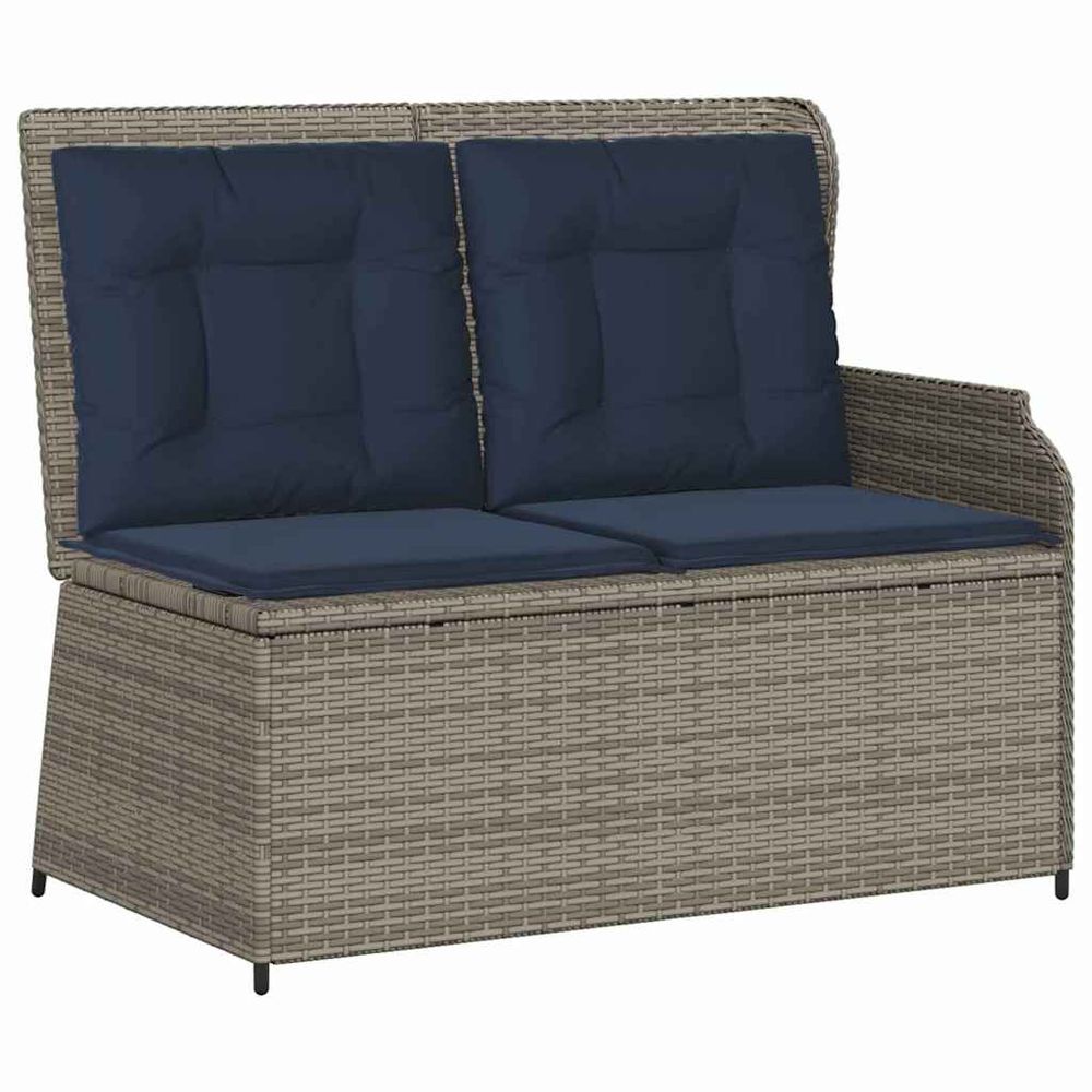 Banc de jardin 2 place gris et bleu marine polyrotin