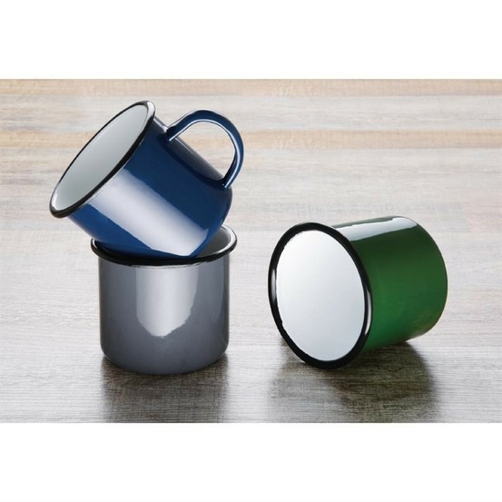 Mug en acier bleu et noir 350 ml - lot de 6 - olympia