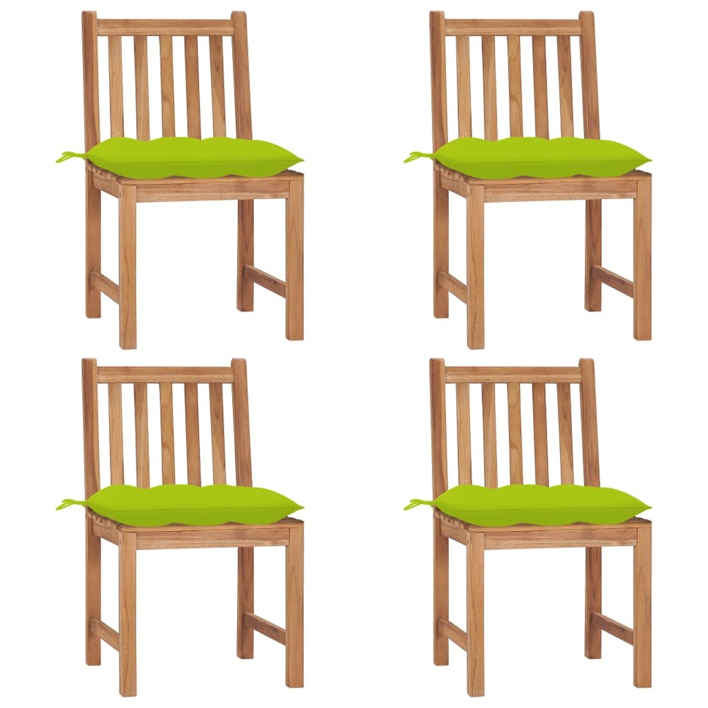 Chaises de jardin lot de 4 avec coussins bois de teck massif
