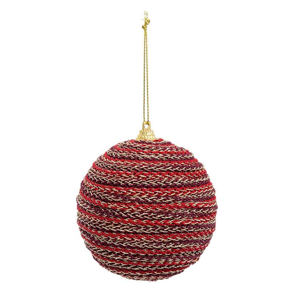 Boule de noël tissée 8cm rouge en polyfoam