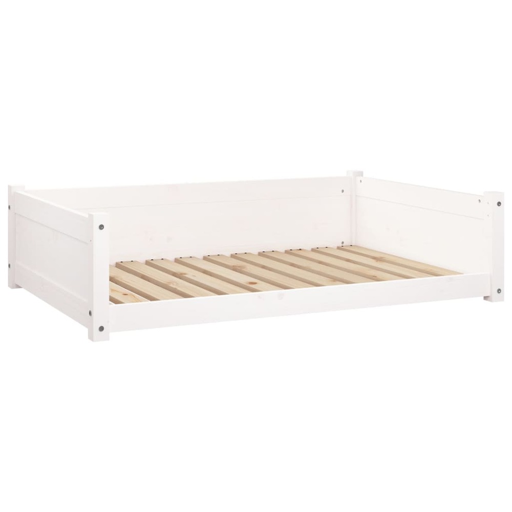 Lit pour chien panier canapé confortable 105,5 x 75,5 x 28 cm bois de pin solide blanc
