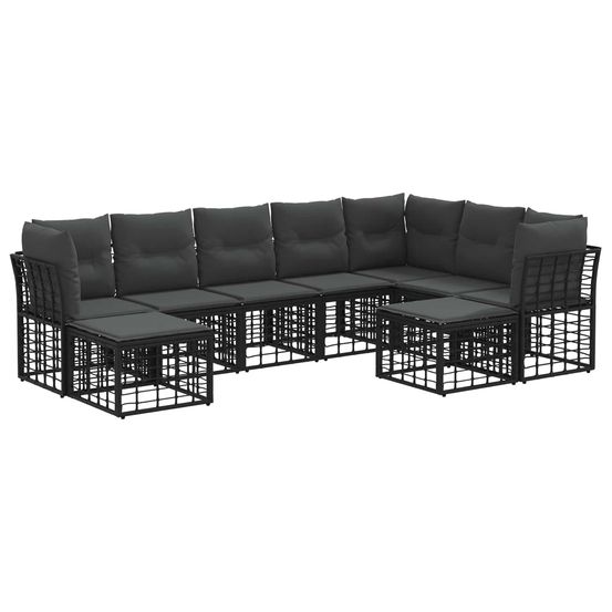 Ensemble de canapés d'extérieur noir et gris foncé polyester
