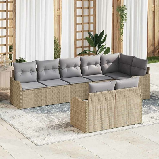 Ensemble de canapé de jardin 8 pcs beige et gris clair