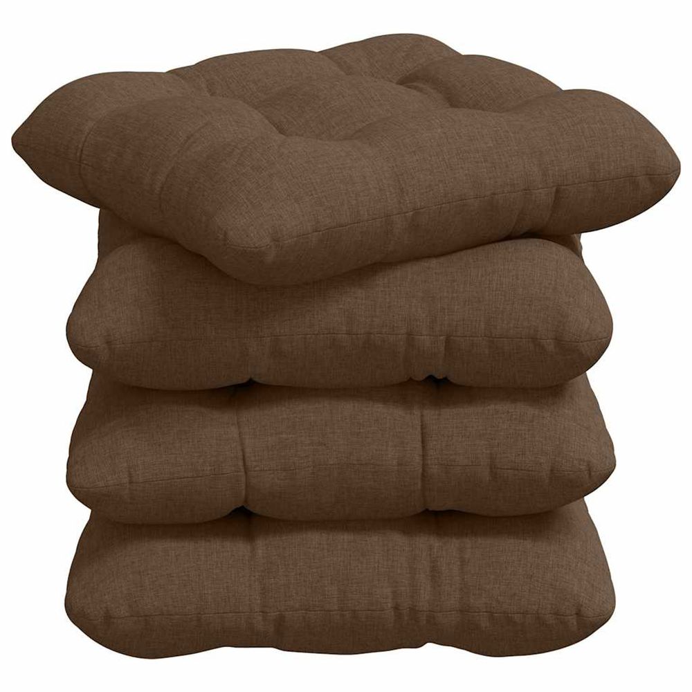 Coussins de siège 4 pc tissu marron 40 x 40 x 12 cm