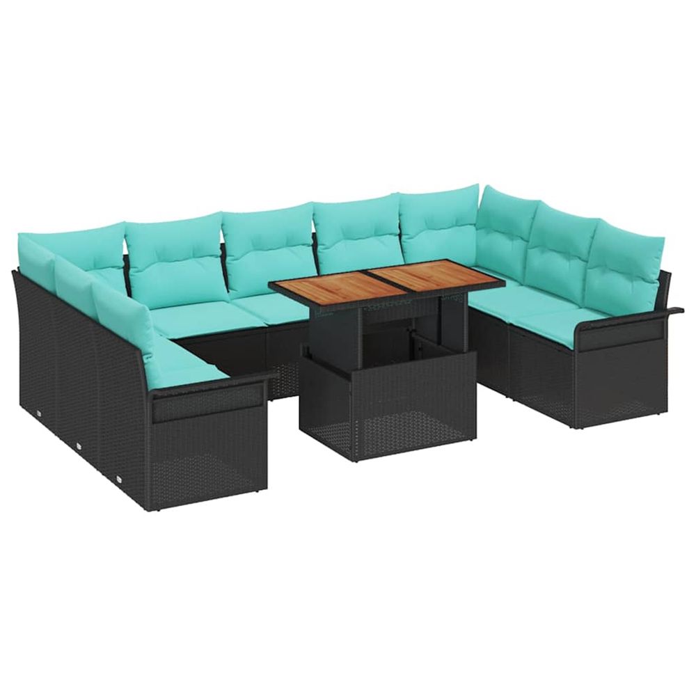 Ensemble de canapé de jardin 10 pc noir poly rotin