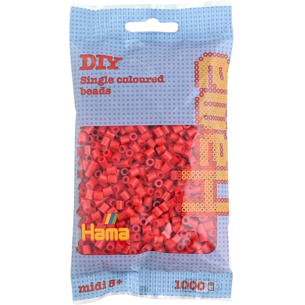 Sachet 1000 perles plastique midi rouge