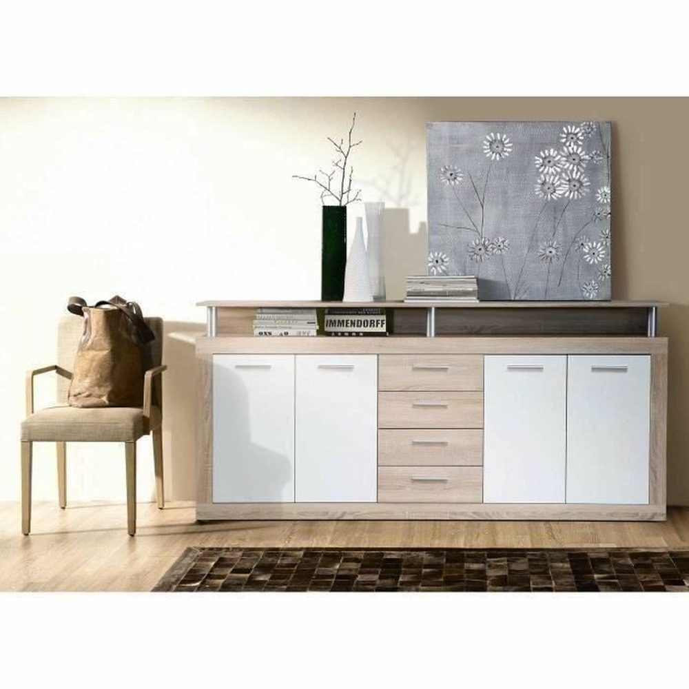 Cava buffet bas contemporain chêne et blanc - 197 cm