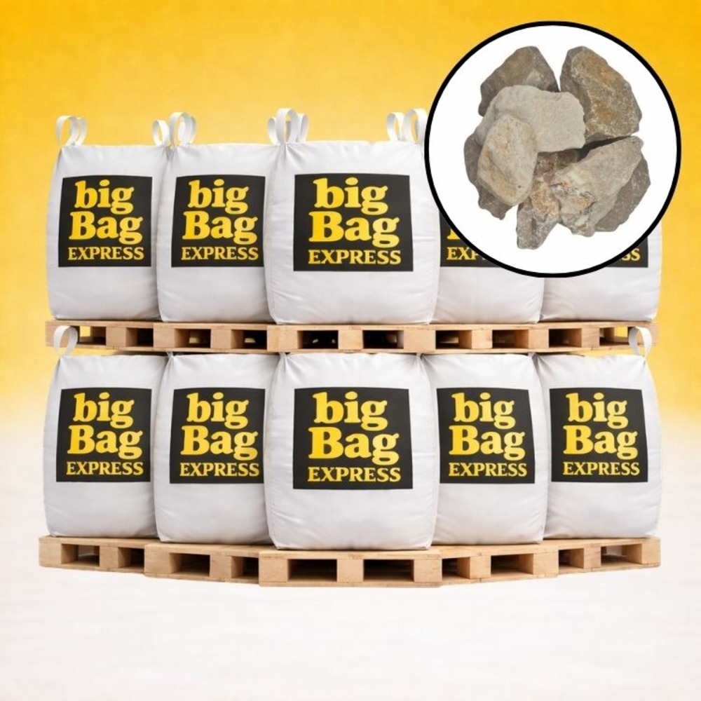 Pack 10 x big bag de +/- 1,5t pierre à gabion ocre beige ø 70/120 mm - livraison premium