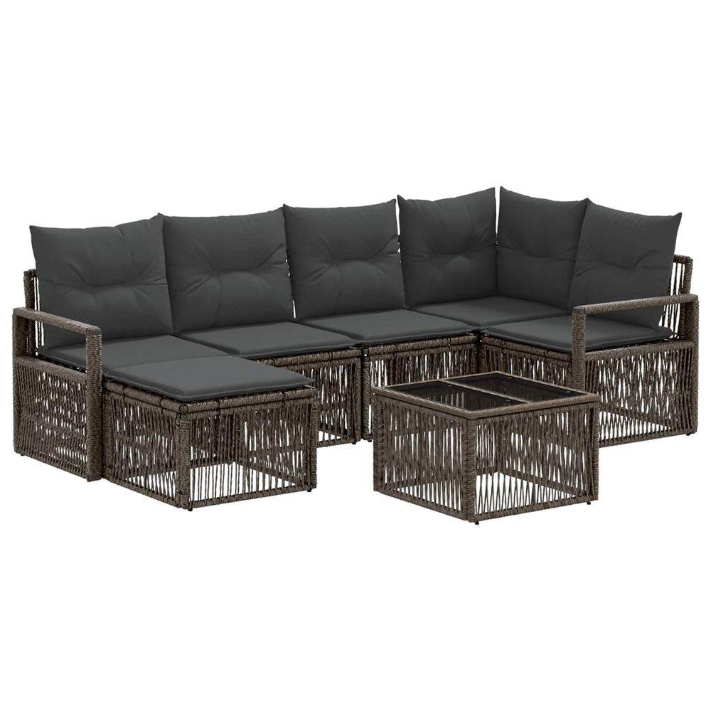 Ensemble de canapé de jardin 7 pc gris polyrotin