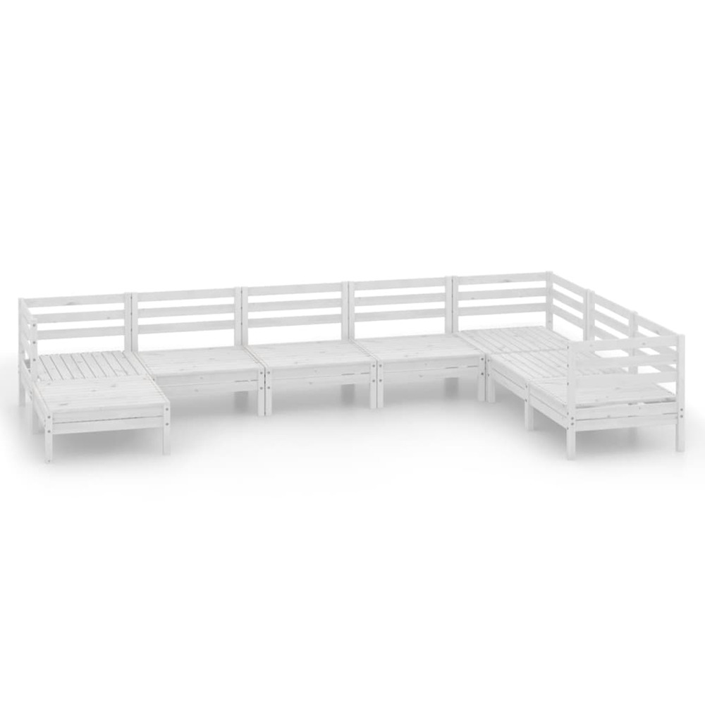 Salon de jardin 8 pcs bois de pin massif blanc
