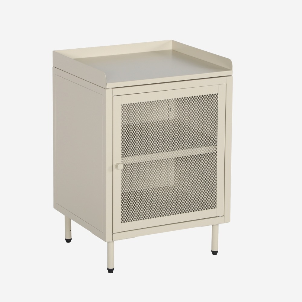 Table de chevet industrielle métal 1 porte grillagée, 40 x 37 x 58,5 cm - ohio