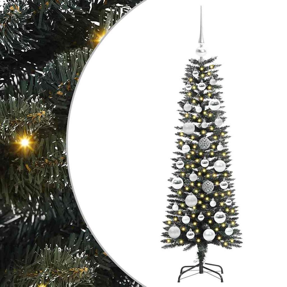 Sapin de noël artificiel vert 120 cm pvc, plastique et acier