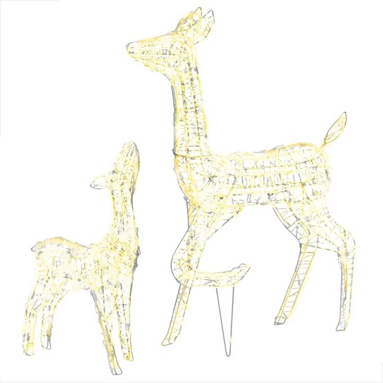 Famille de rennes de décoration acrylique 160 led blanc chaud