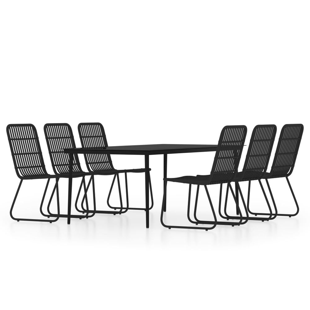 Ensemble de salle à manger de jardin meuble extérieur 7 pièces noir