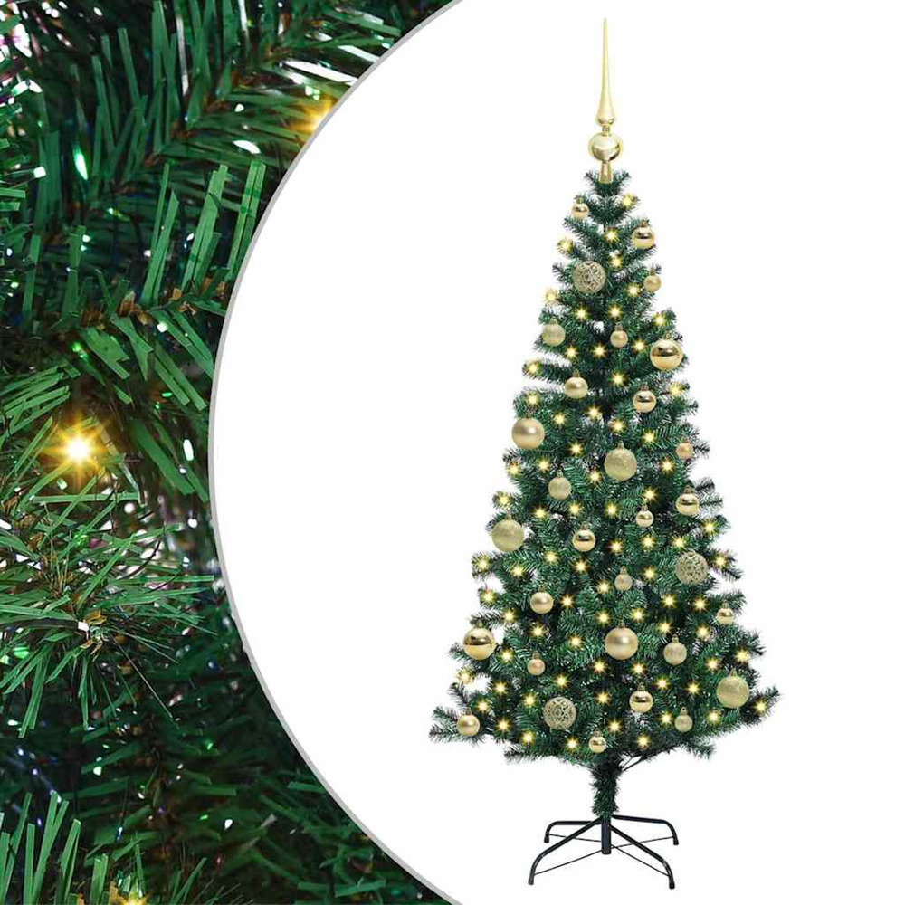 Sapin de noël artificiel pré-éclairé vert 120 cm pvc et métal