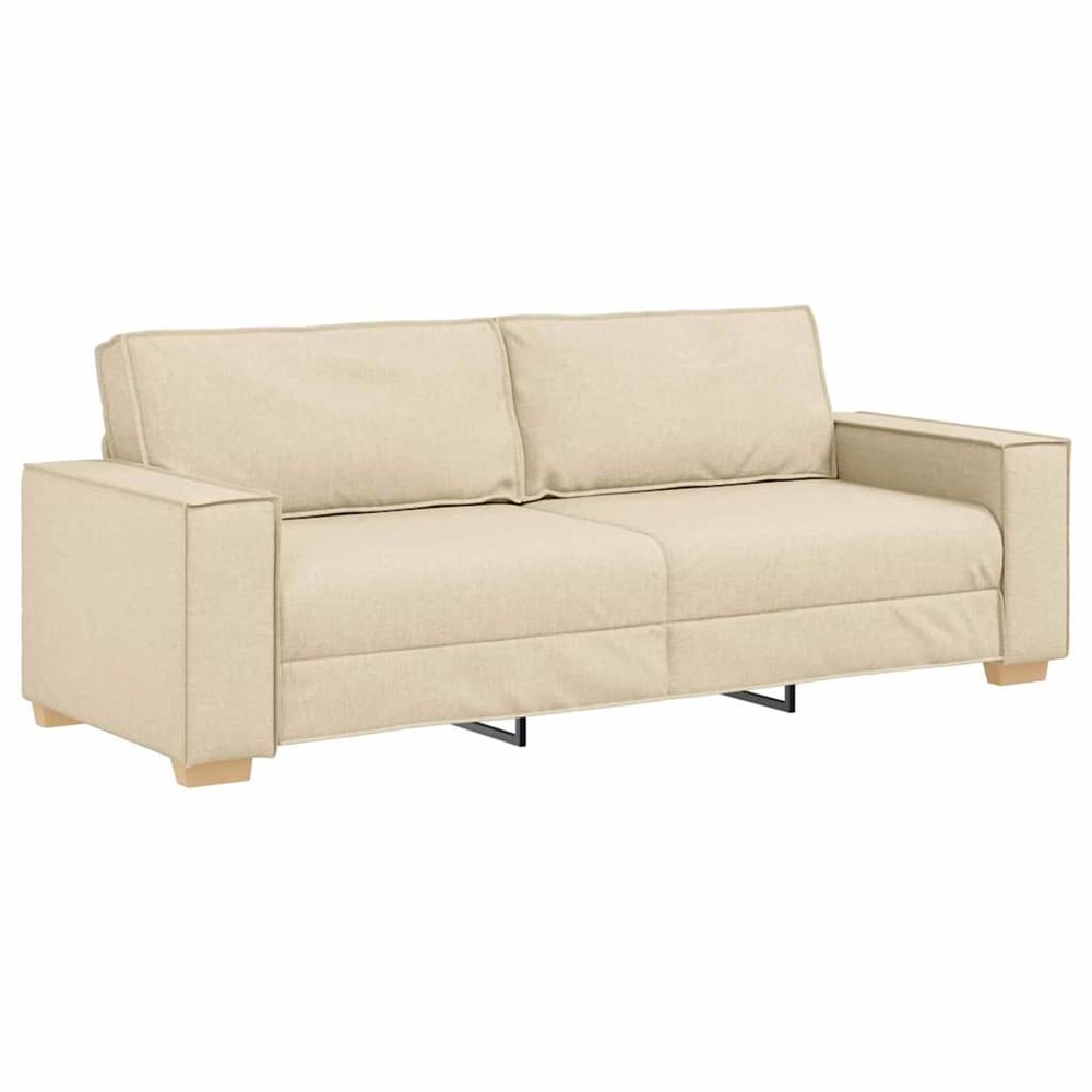 Sofa 3 places crème 220 cm tissu