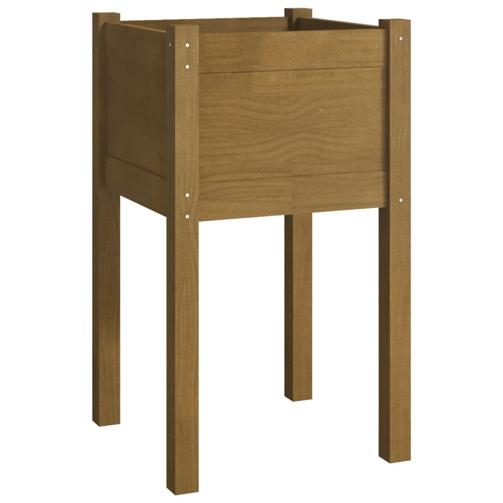Jardinière d'extérieur d'extérieur marron miel 40x40x70 cm pin massif