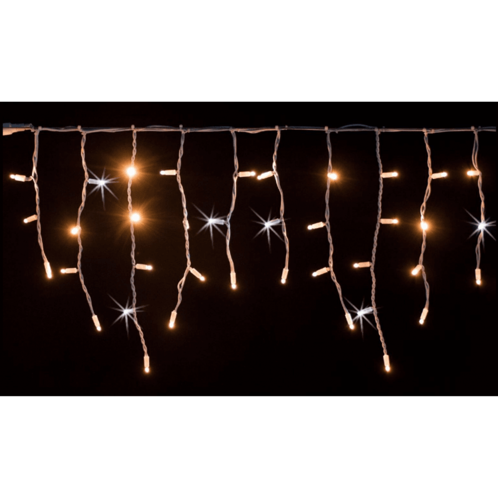 Guirlande stalactite 3m h 50cm 114 led blanc chaud flash blanc froid raccordable 230v ip67 extérieur lotti